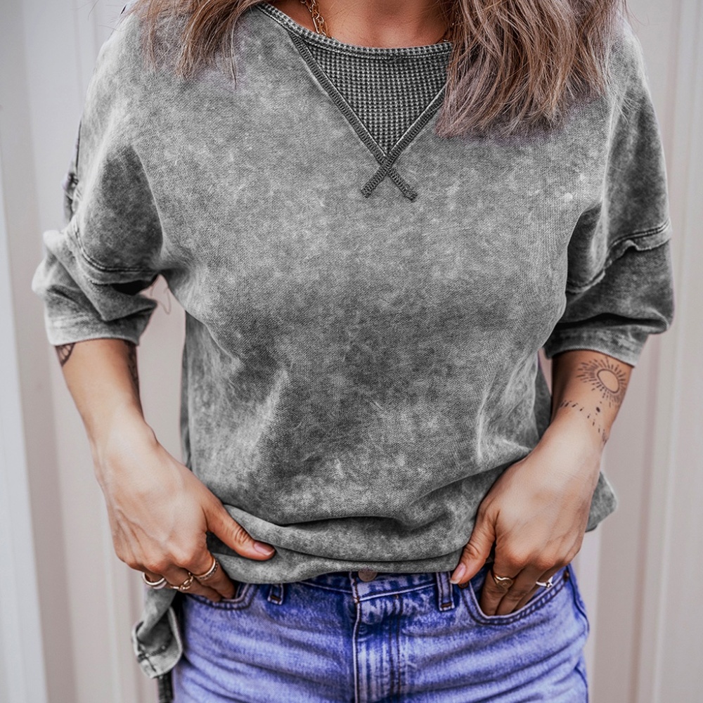 Philippine Gray Mineral Wash Exposed Seam Drop Shoulder‎ Oversized Tee - Picture 11 of 11
